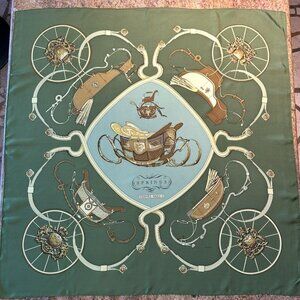 Vintage Hermes Springs Green Tones Silk Scarf designed by Phillipe Ledoux
